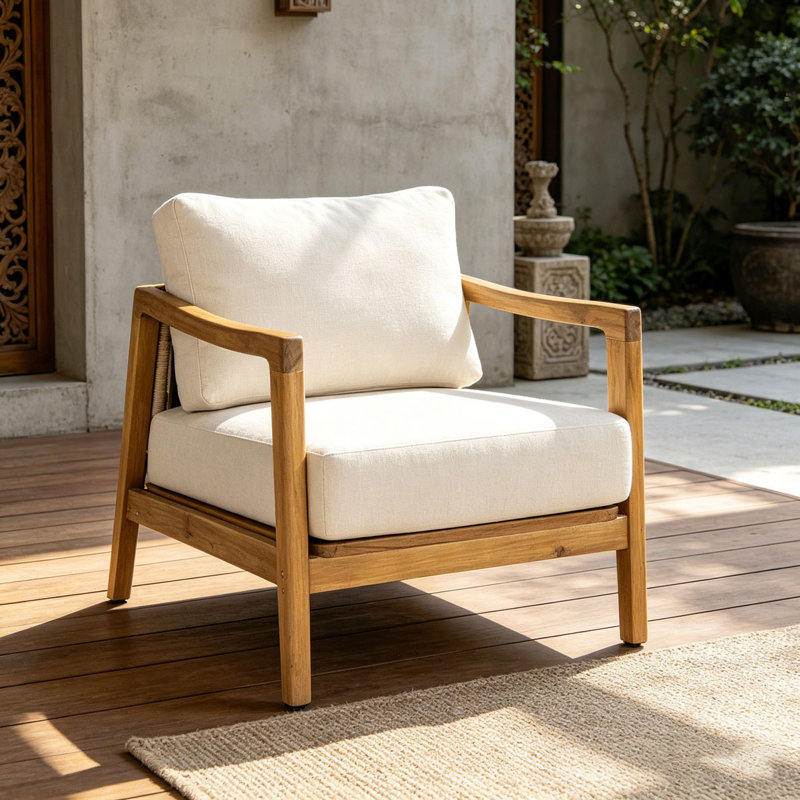 Fauteuil club d'extérieur, Beige-1