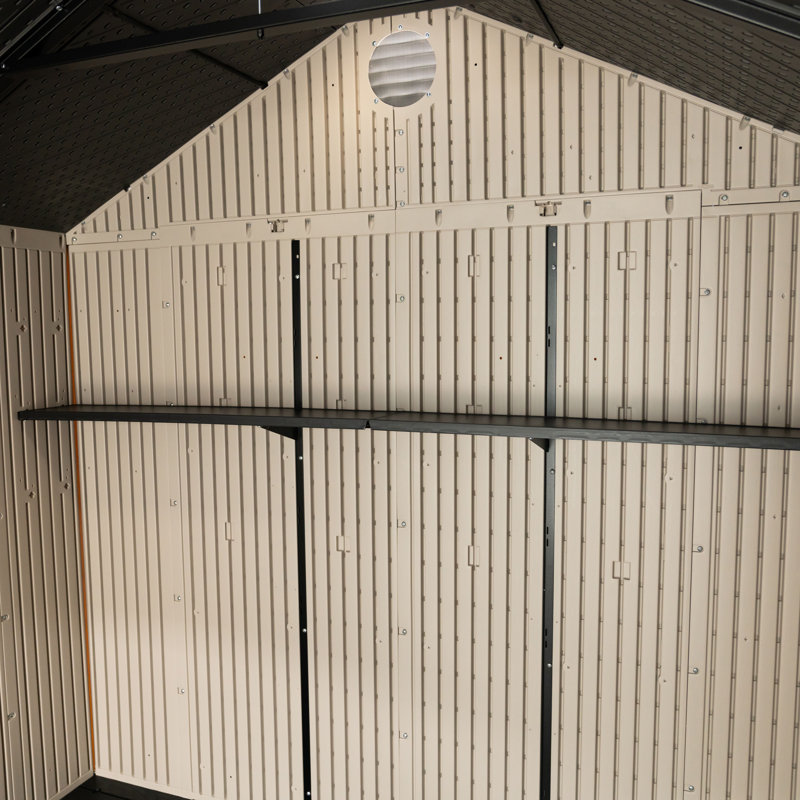 Lifetime 8' x 12' Gray Polyethylene Storage Shed with Shelving and Windows