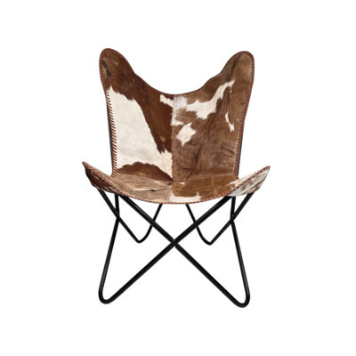 Hair On Tan/White Butterfly Chair by Dakota Fields