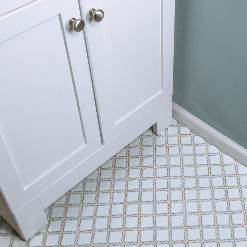 Hudson Tangier 2" x 2" Porcelain Arabesque Mosaic Wall & Floor Tile, Glossy Gray