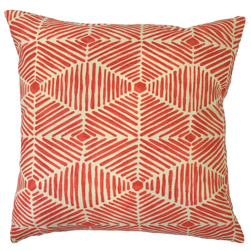 Iakovos Geometric Feather Reversible Throw Pillow, 20" x 20", Salmon