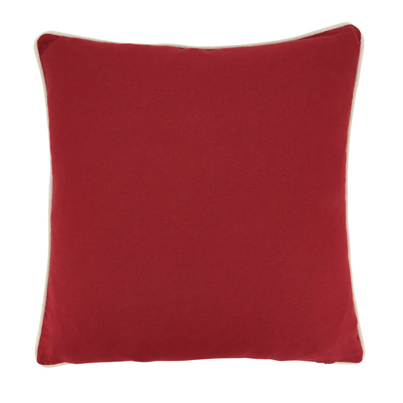Red and White Cotton Christmas Tree Pillow Cover, 18"