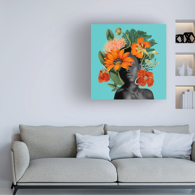Grace Popp «Tangerine Tropics I», art sur toile, H 14 po x l 14 po x P 2 po, Toile tendue