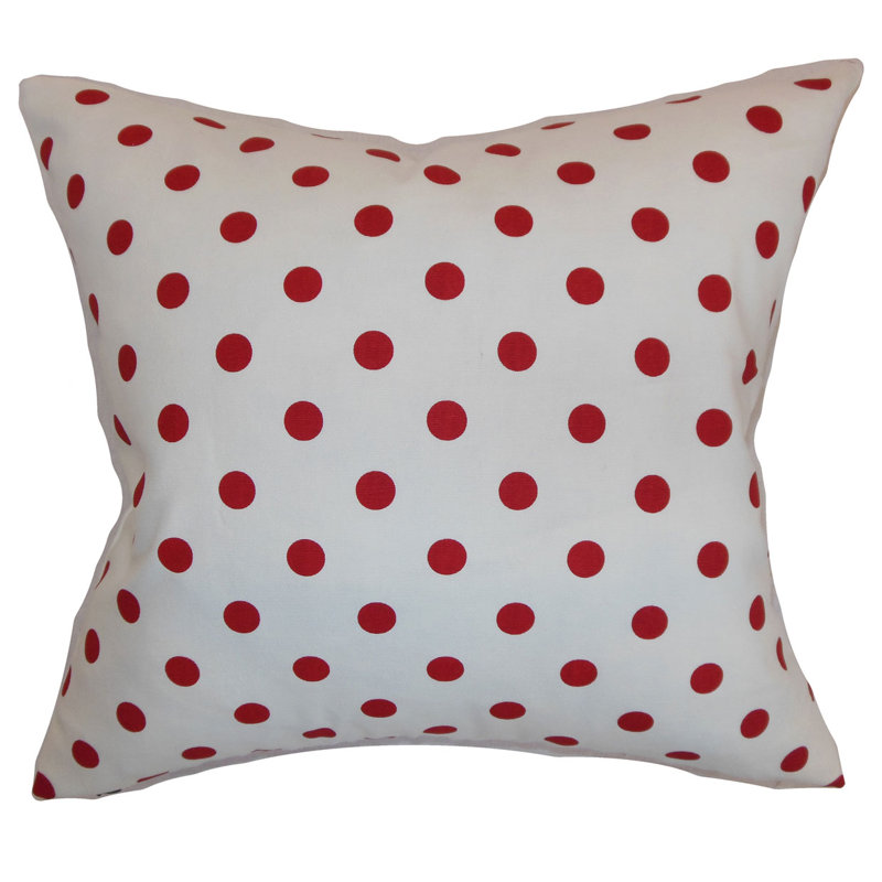 Polka Dots Throw Pillow, Fuchsia / White, 24" x 24"