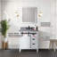 Meuble-lavabo blanc 30 po X P 22 po , Comptoir en quartz gris, ensemble de robinets Miroir