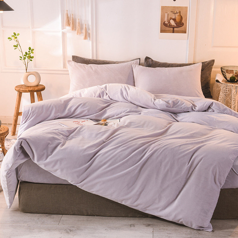 LISSTHER American Solid Color Duvet Cover Bedding Set, Beige, King Duvet Cover + 2 Pillowcases
