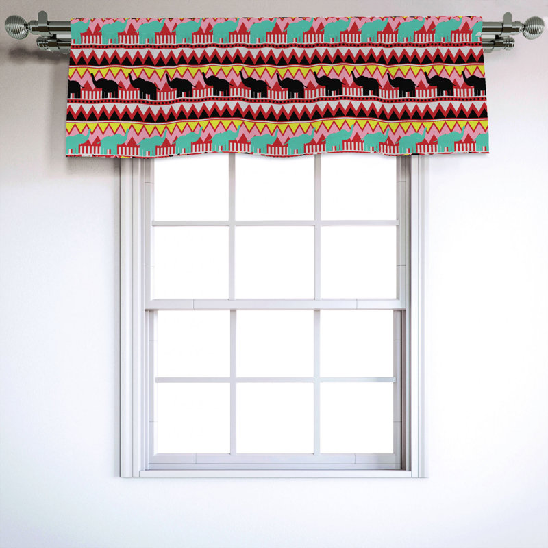 Sateen Geometric Ruffled Window Valance