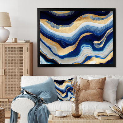 «Vibrant Blue and Gold Flow Art IV», peinture sur toile