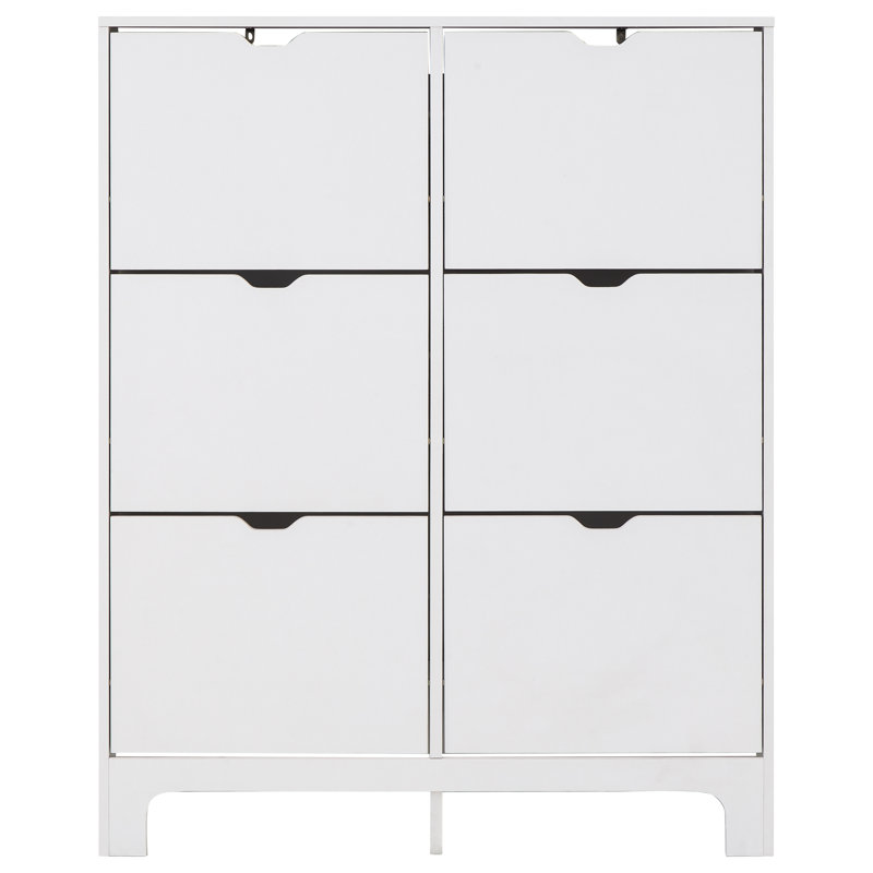 12 Pair Flip Down Shoe Storage, White