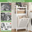 Armoire à linge basculante en bambou blanc avec sac en tissu amovible