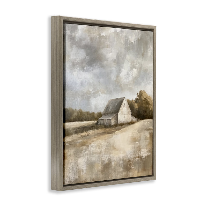Cadre flottant Cloudy Farm Landscape, design par Petal Prints Design, Cadre flottant orme Montalcino, H 21 po x l 17 po