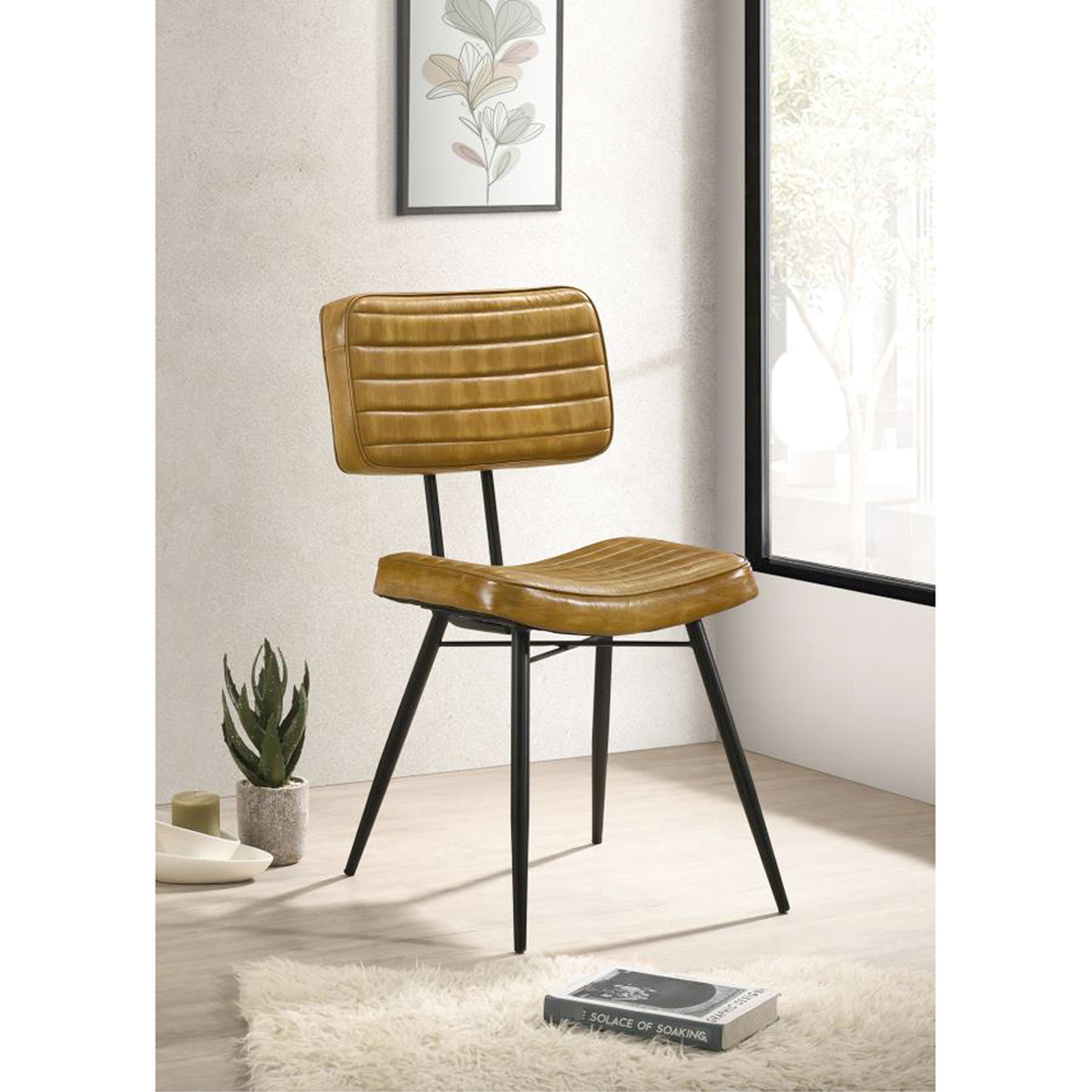 Photo inspiration: Industrial Relaxed Exterior Decor Reference: 17 Stories Of 2 Industrial Leather Upholstered Side Chairs Camel