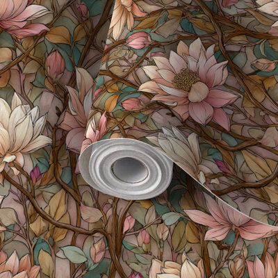 Papier peint auto-adhésif à peler et à coller Elegant Vintage Garden Blossoms Leafy Vine répétition auto-adhésif et amovible 24 po x 118 po (60 x 300 cm)