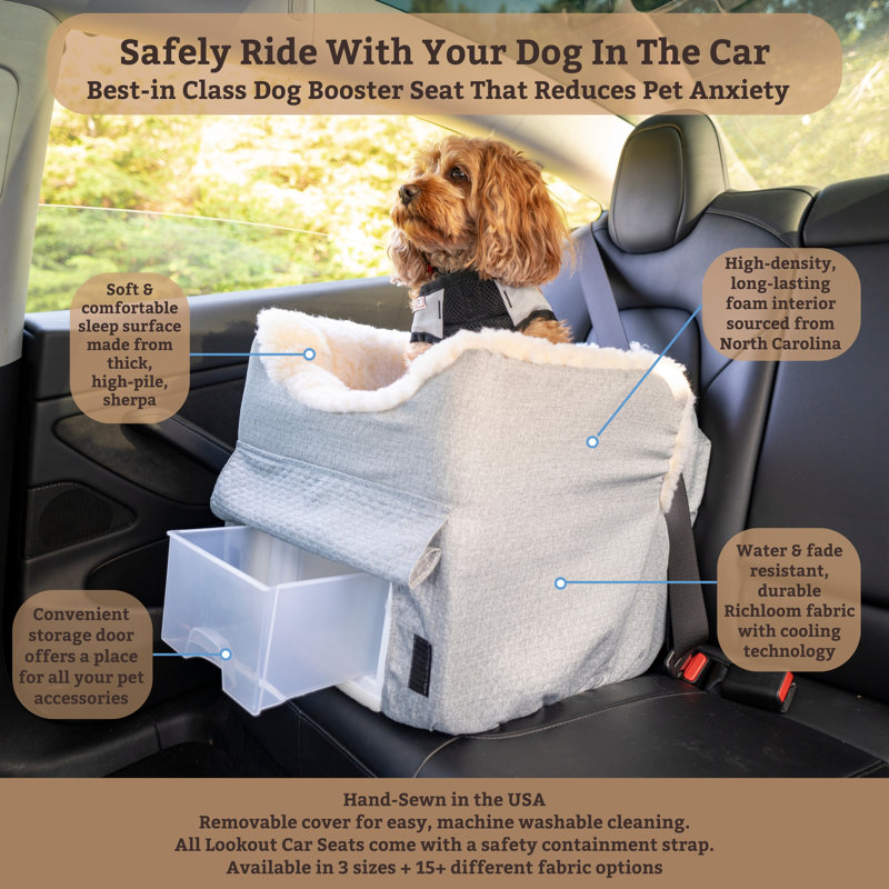 Birch Diamond Beige Soft Sided Dog Car Seat with Storage