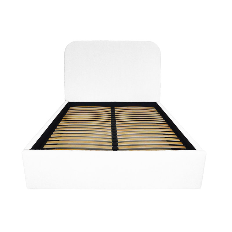 Upholstered Ottoman Bed, European Double (140 x 200cm), White