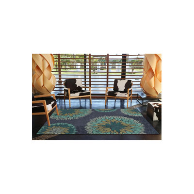 Tapis décoratif noir rayé à motif de feuilles lavable