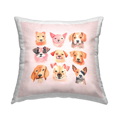 Whimsy Dog Parade Outdoor Printed Pillow by Andrea Haase
