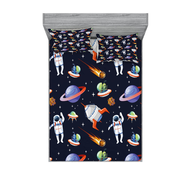 Multicolore drap-housse et coussin décoratif Ambesonne Alien, Cal King Sheet Set + 5 Additional Pieces