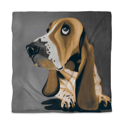Gold Basset Hound Dog Brown Duvet Cover | Animal Pet Decor