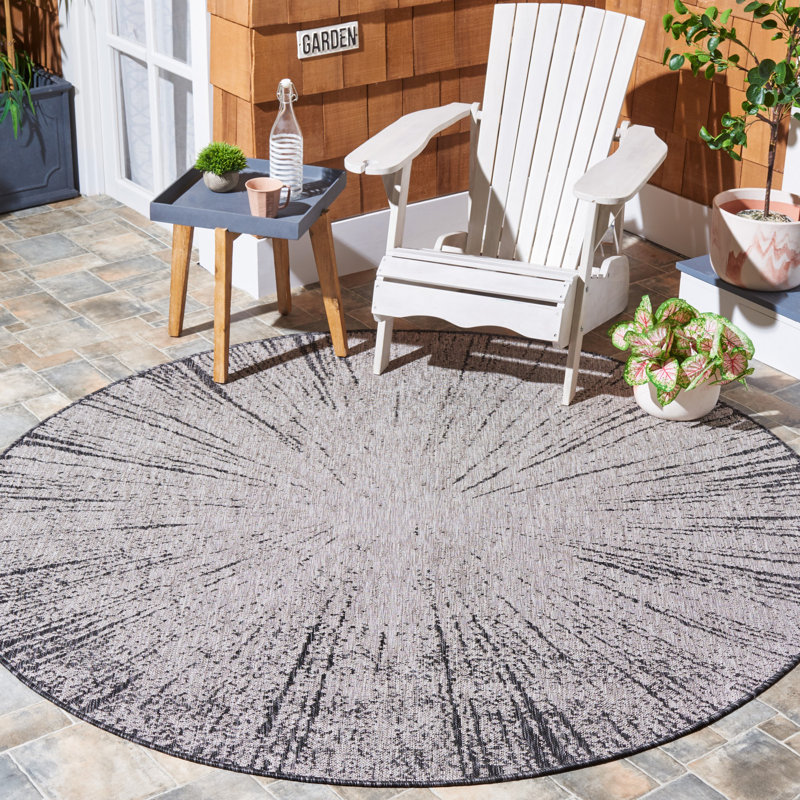 Tapis intérieur / extérieur abstrait Damine Performance, Rond 6 pi 7 po