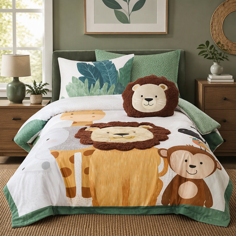 4 PCS Twin/Twin XL Comforter Set, Green