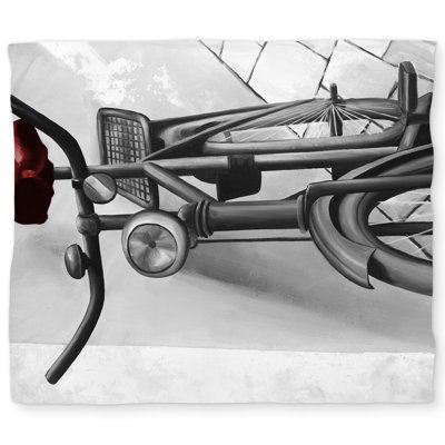 Abandoned Bicycle Red Industrial Duvet Cover | Home Decor