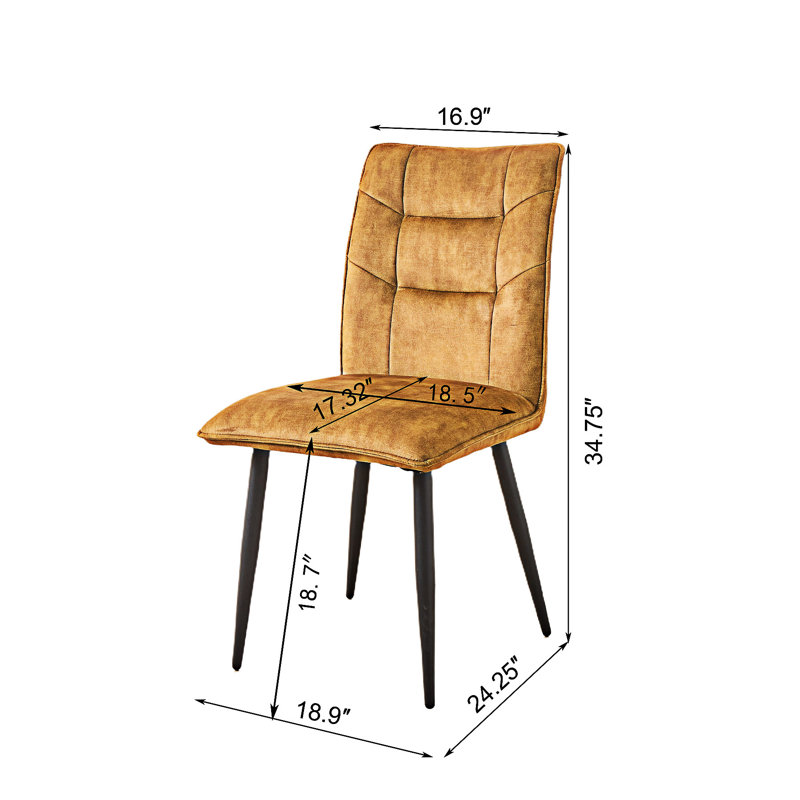 Chaise d'appoint rembourrée (ensemble de 2), Jaune