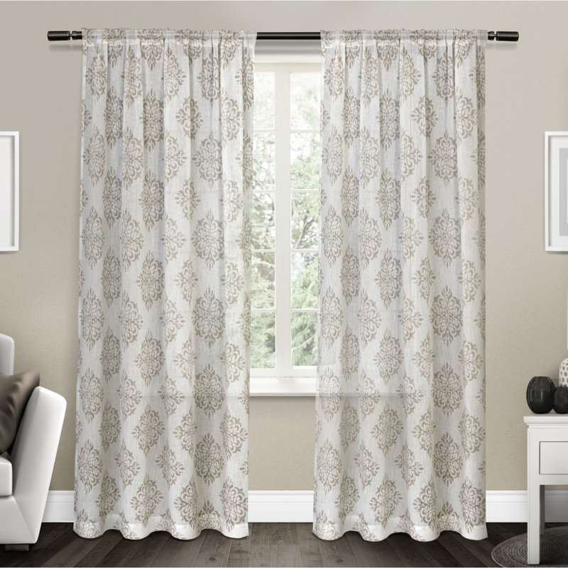 Knisley Sheer Curtain Pair, Taupe, 54" W x 84" L