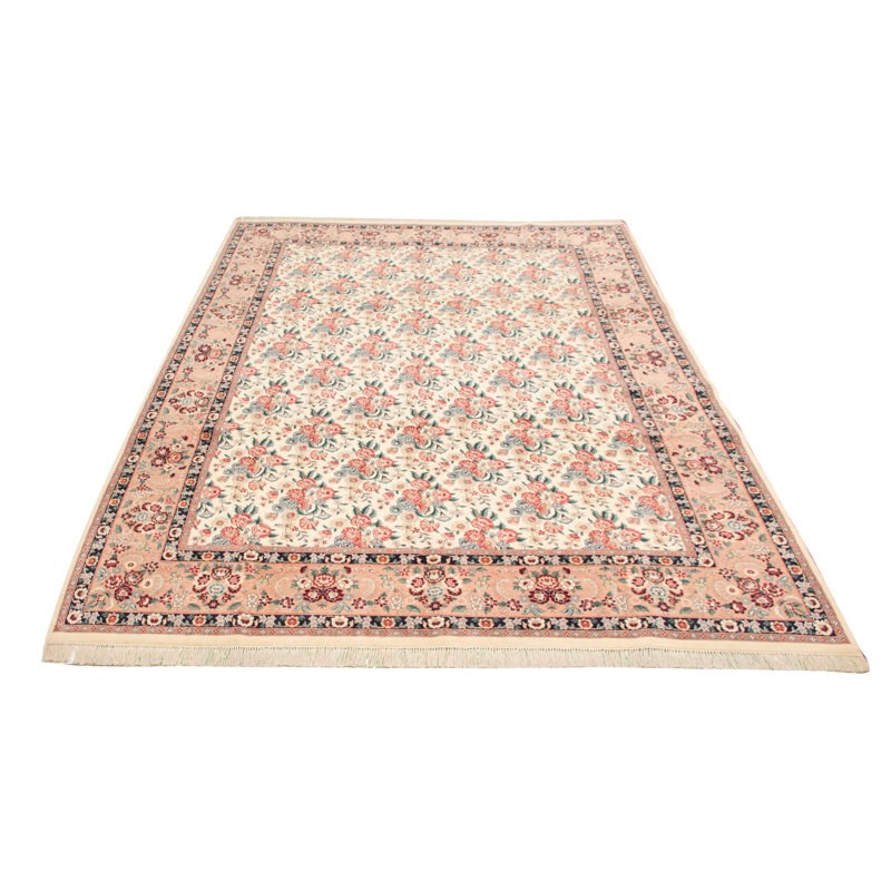Tapis en laine beige/rose 9 pi 2 po x 12 pi 5 po "one-of-kind" à la main-noué la 2010 Bukovany