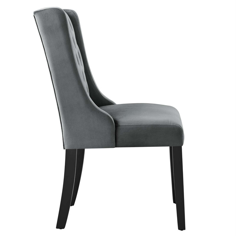 Baronet Gray Velvet Upholstered High Back Side Chair Set
