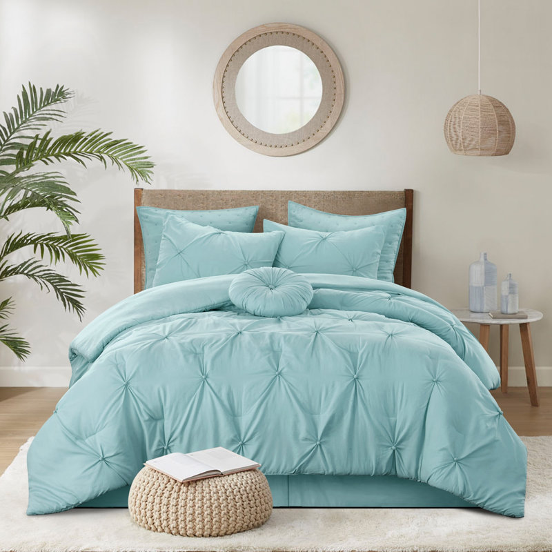 Ensemble d'édredon en duvet bleu 140 fils, Grand lit