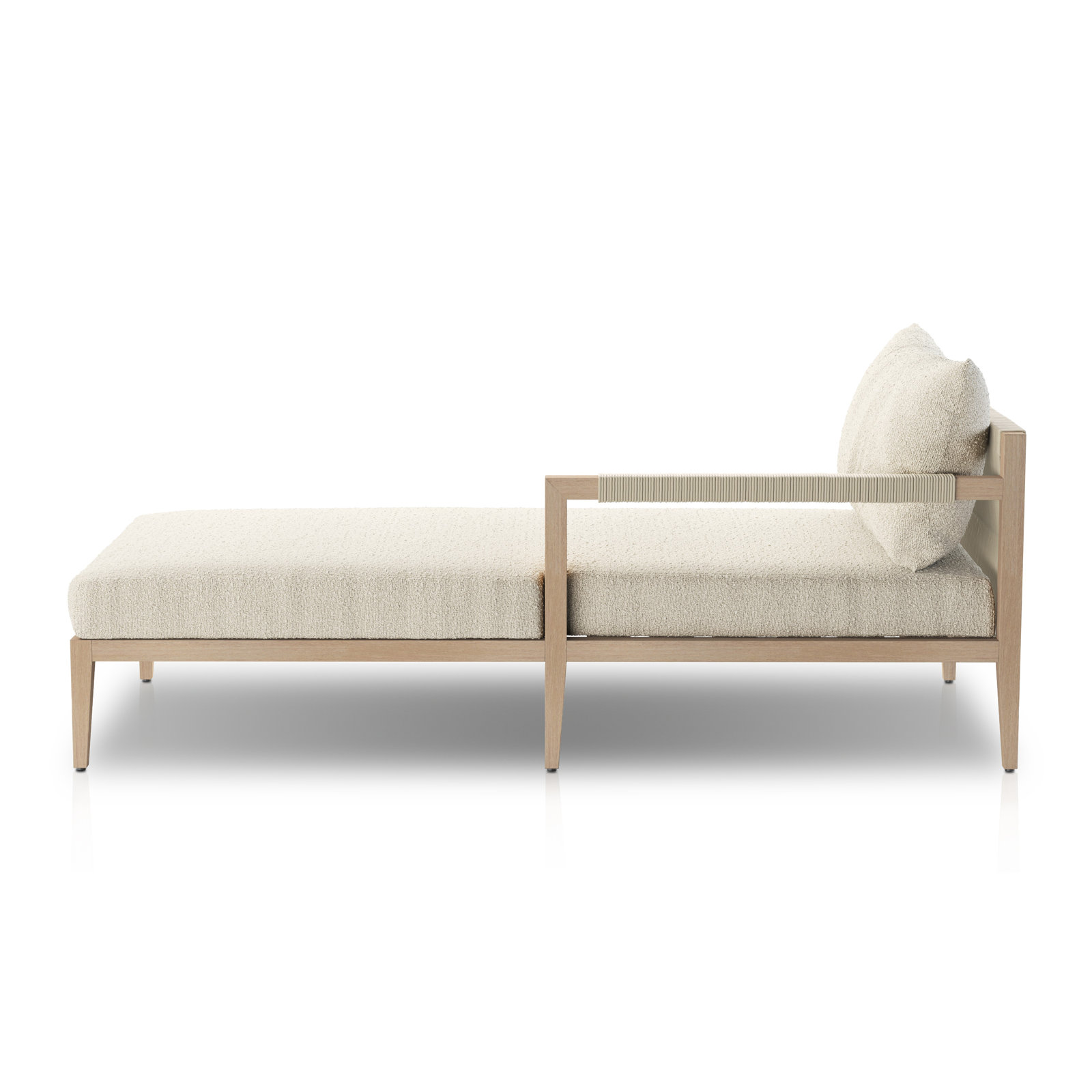 Nida 33'' Outdoor Aluminum Chaise Lounge, Fiqa Cream Boucle, Bronze