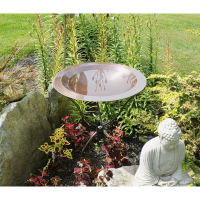 24" Classic Copper Birdbath with Ring Stand