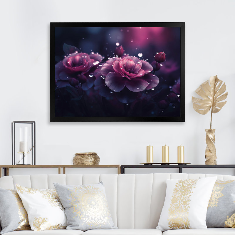 «Mauve Serene Magnolias II», reproduction sur toile encadrée, H 12 po x l 20 po x P 1 po, Cadre photo noir