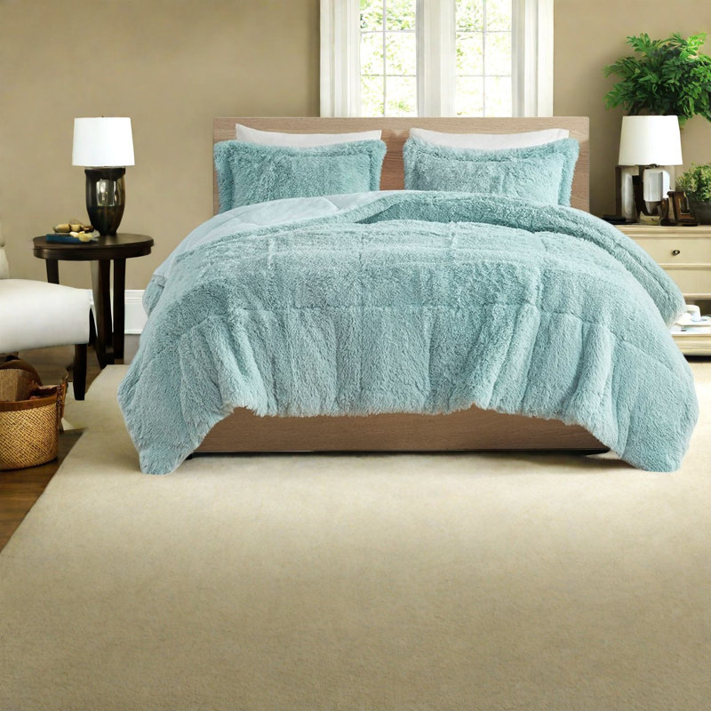 Ensembles de literie en fausse fourrure douce, polyester grand lit, confort moderne