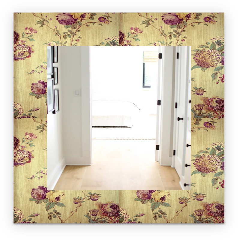 Miroir décoratif concentrique Mid-Century, H 32 po x l 32 po, Floral