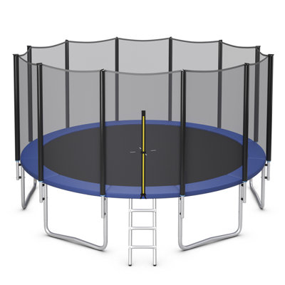 Gymax Round Backyard Trampoline with Safety Enclosure