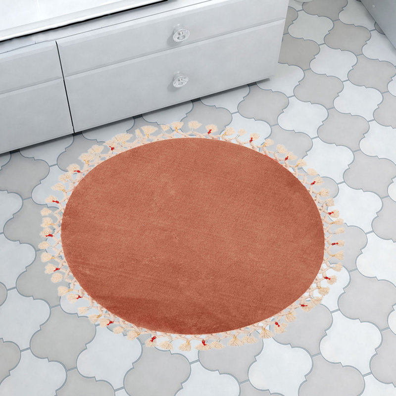 Tapis pour salle de bain de couleur unie Klotilde, L 39 po x L 39 po, Brun