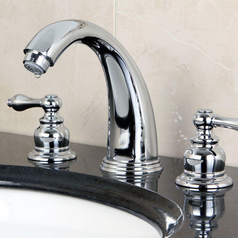 Robinet de salle de bain à deux poignées à fixation sur le comptoir à 3 trous avec drain escamotable Kingston, Chrome poli