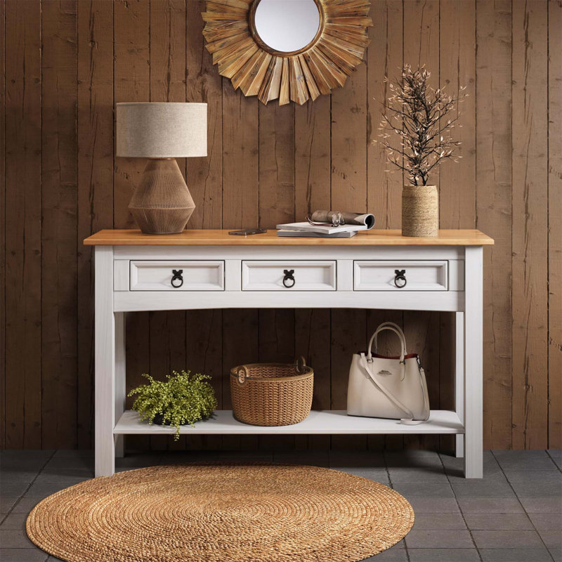 Annam Solid Wood Console Table, 73cm H x 122cm W x 32cm D, White