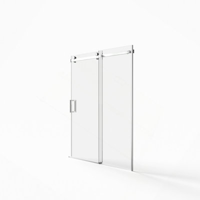 Porte de douche coulissante sans cadre, verre trempé clair de 5/16 po (8 mm), couche épaisse facile à nettoyer