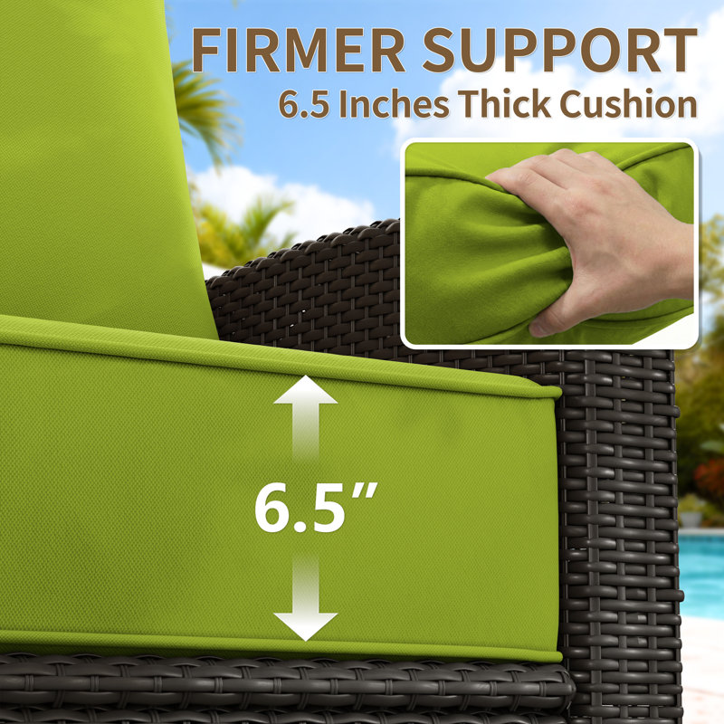 Outdoor 6.5" Thick Deep Seating Cushion Set Water-Resistant & Fade-Resistant Patio Chair Cushions, Green