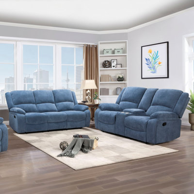 Ensemble inclinable de salon, canapé et causeuse 2 pièces Roundhill Furniture Blitz