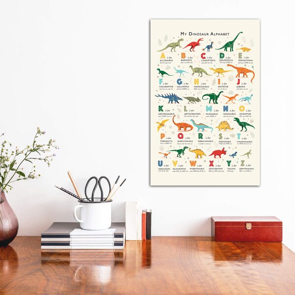 Dinosaur Alphabet Poster on Archival Fine Art Paper or Canvas