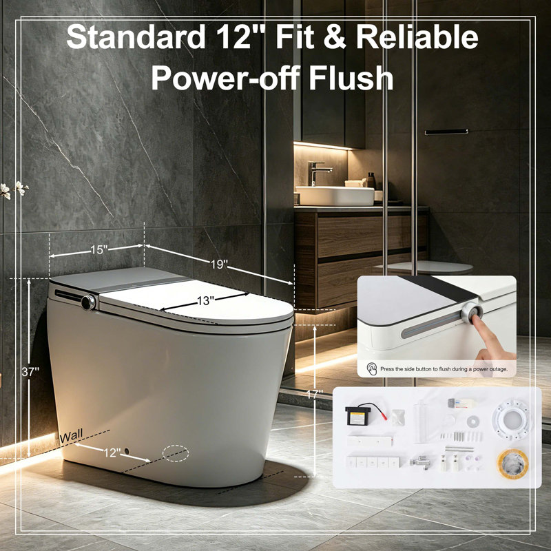 Toilette domestique luxueuse sans limite de pression d'eau toilette intelligente tout-en-un à séchage rapide à rabat entièrement automatique