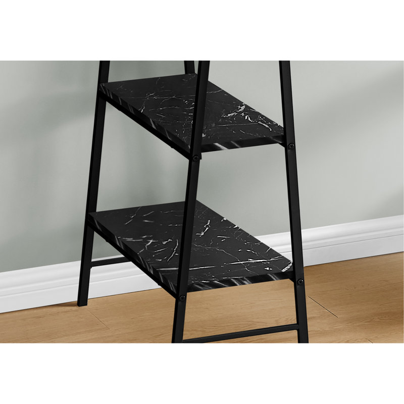 Bureau d'ordinateur, bureau personnel, ordinateur portable, tablettes de rangement, L 48 po, travail, stratifié aspect marbre noir, métal noir, contemporain, moderne