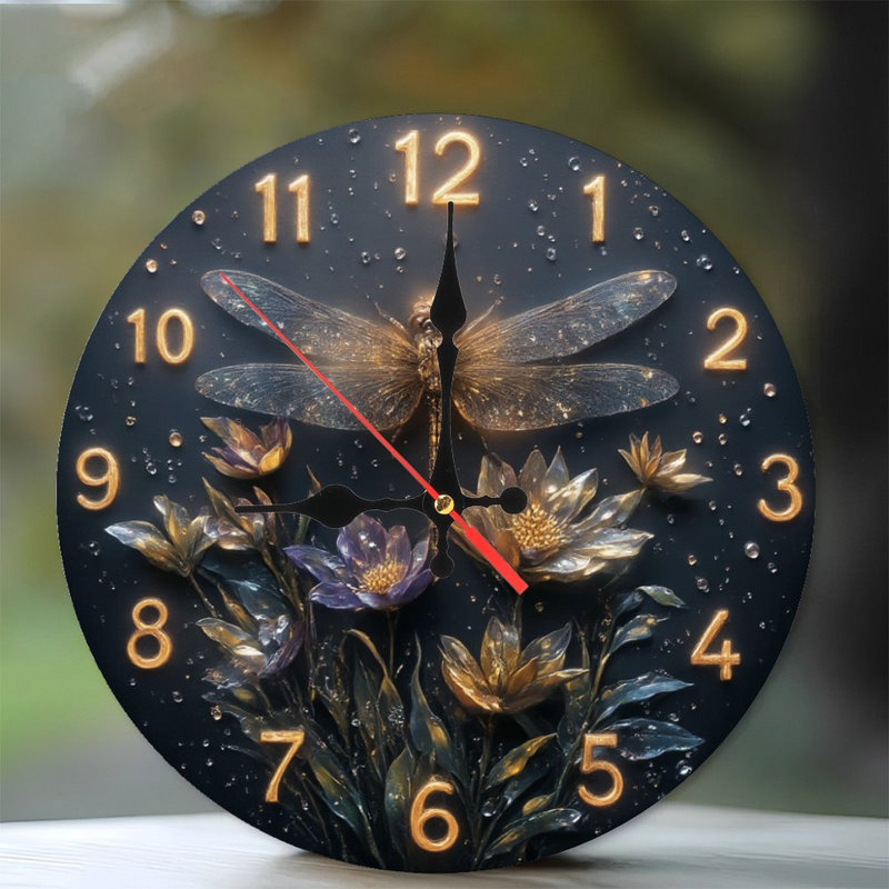 Horloge libellule dorée