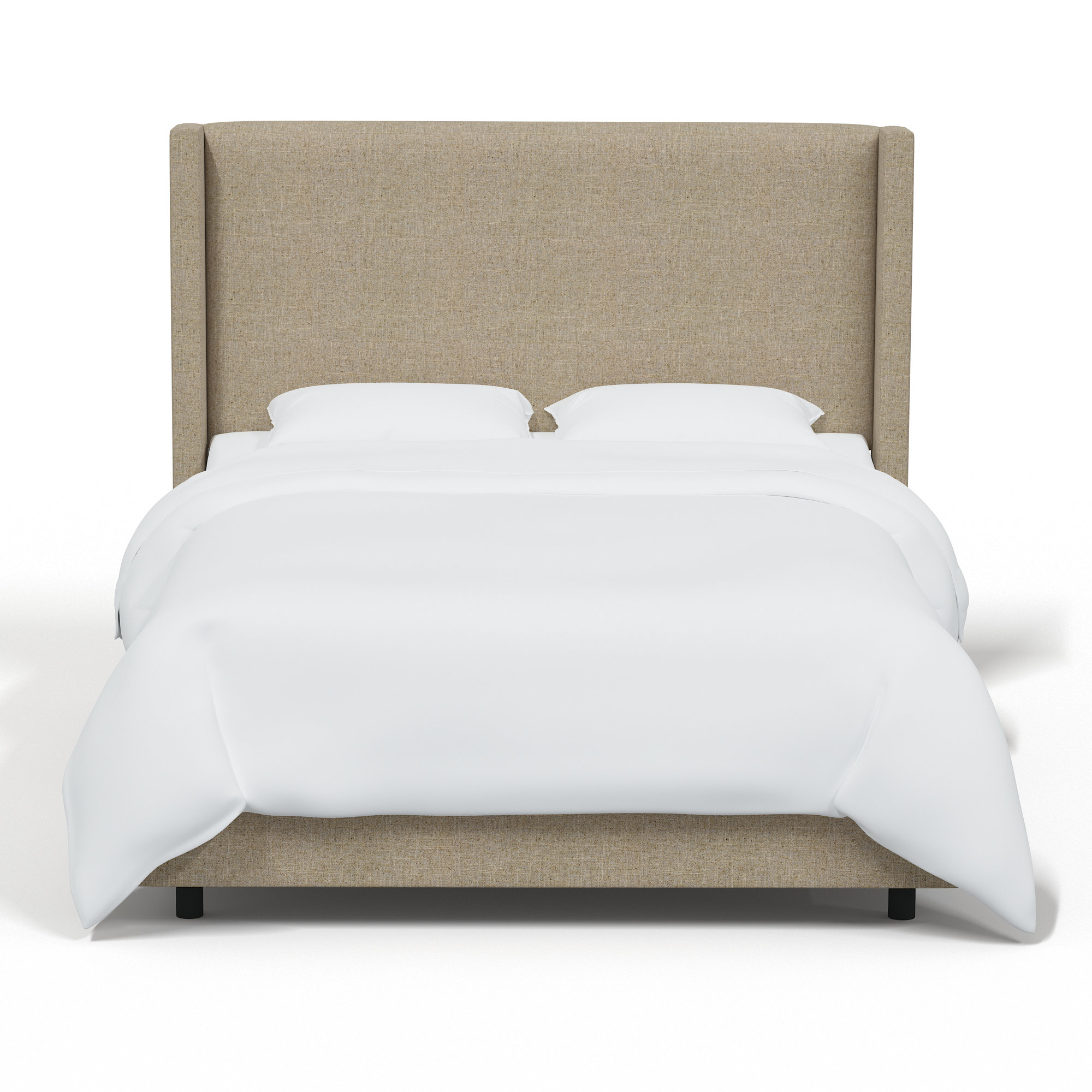 Hanson Upholstered Wingback Bed, Classic Sandstone Linen, King