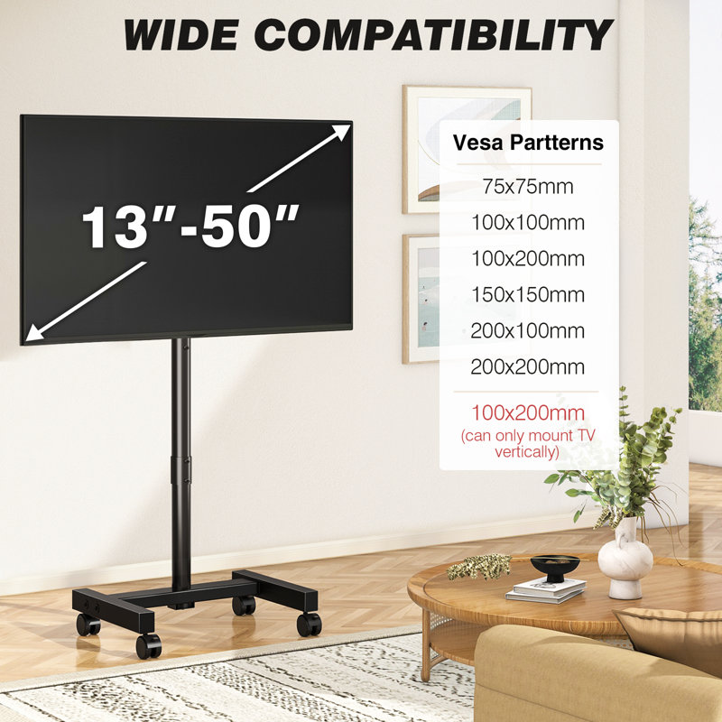 Floor TV Stand for 13-50 inch LCD LED Flat/Curved Panel Screen TVs up to 44 lbs