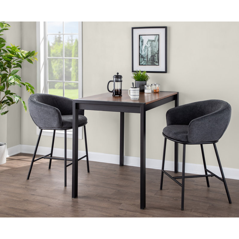 Kateryn 25.5" Upholstered Counter Stools, Charcoal
